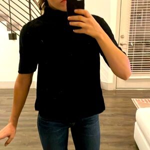 Michael stars sleeved mock neck top, black